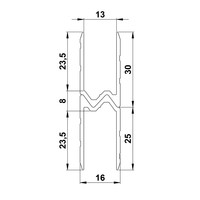 Aluminium omkeer sluitprofiel 13mm