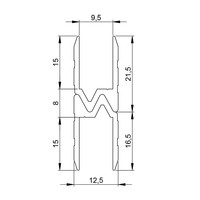 Aluminium omkeer sluitprofiel 9,5mm