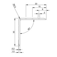Aluminium hoekprofiel 30x30mm 1,5mm dik