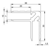 Aluminium casemaker hoekprofiel 7mm 30x30mm