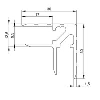 Aluminium casemaker hoekprofiel 9,5mm