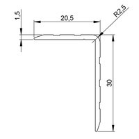 Aluminium hoekprofiel 30x20.5mm 1,5mm dik