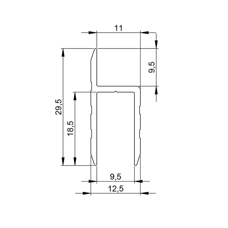 Aluminium H-profiel 9,5mm