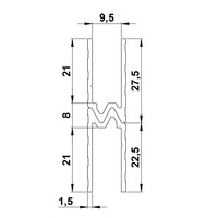 Aluminium omkeer sluitprofiel 9,5mm met grote oversteek