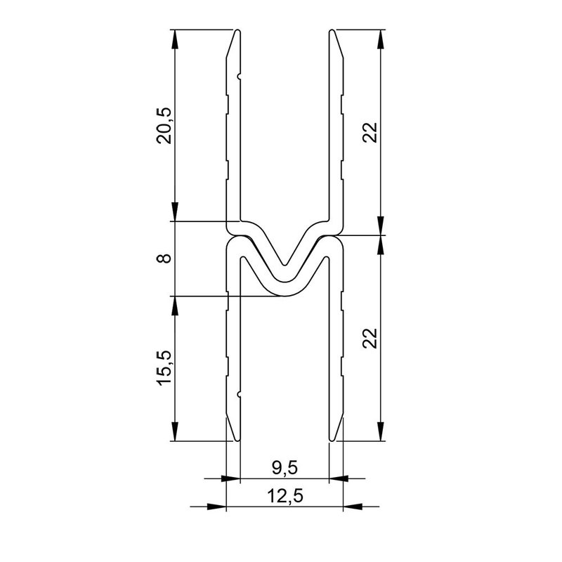 Adam Hall Aluminium 9,5mm sluitprofiel vrouw Aluminium 9,5mm sluitprofiel vrouw