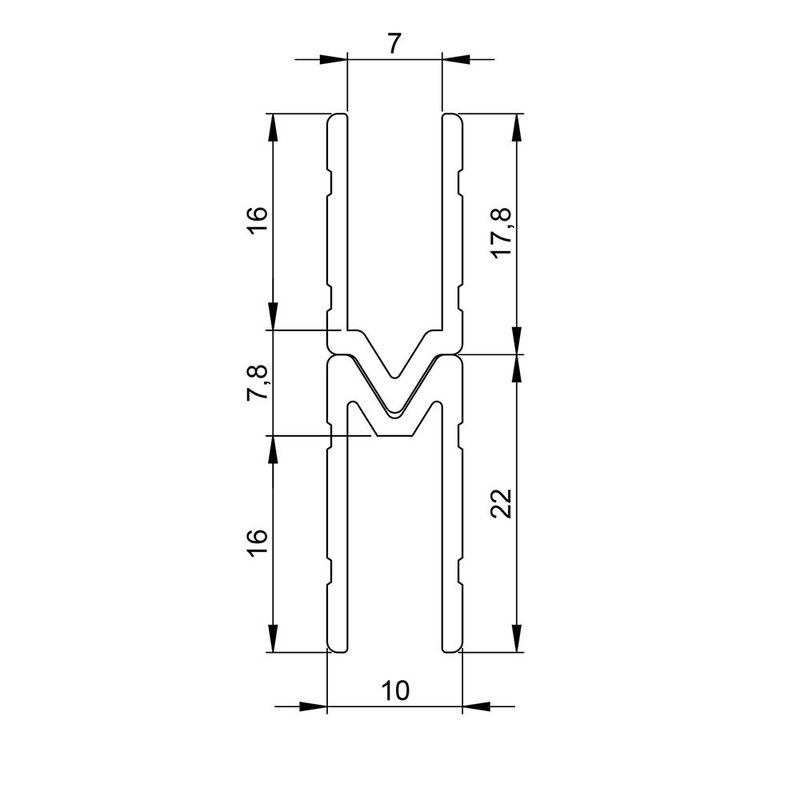 Aluminium 7mm sluitprofiel vrouw