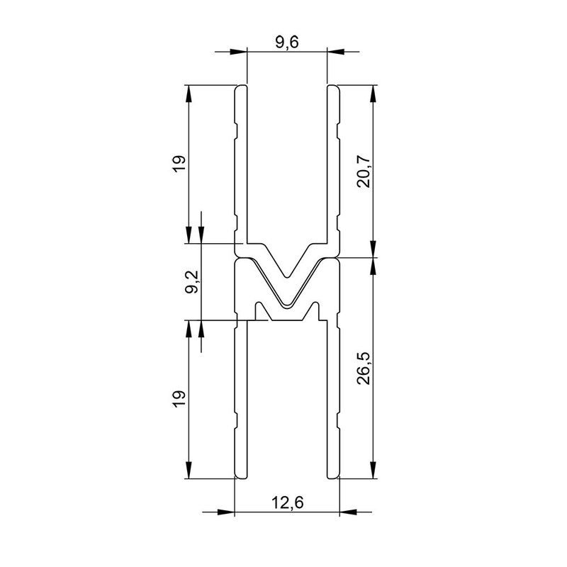 Aluminium 9,6mm sluitprofiel vrouw