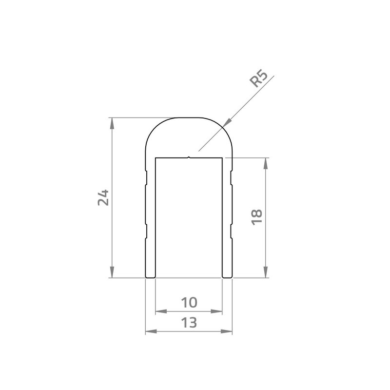 Aluminium U-profiel 10mm met straal 5mm