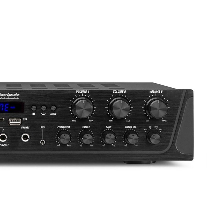 PV260BT 6 zoneversterker 600W met FM, USB, BT & MP3-speler