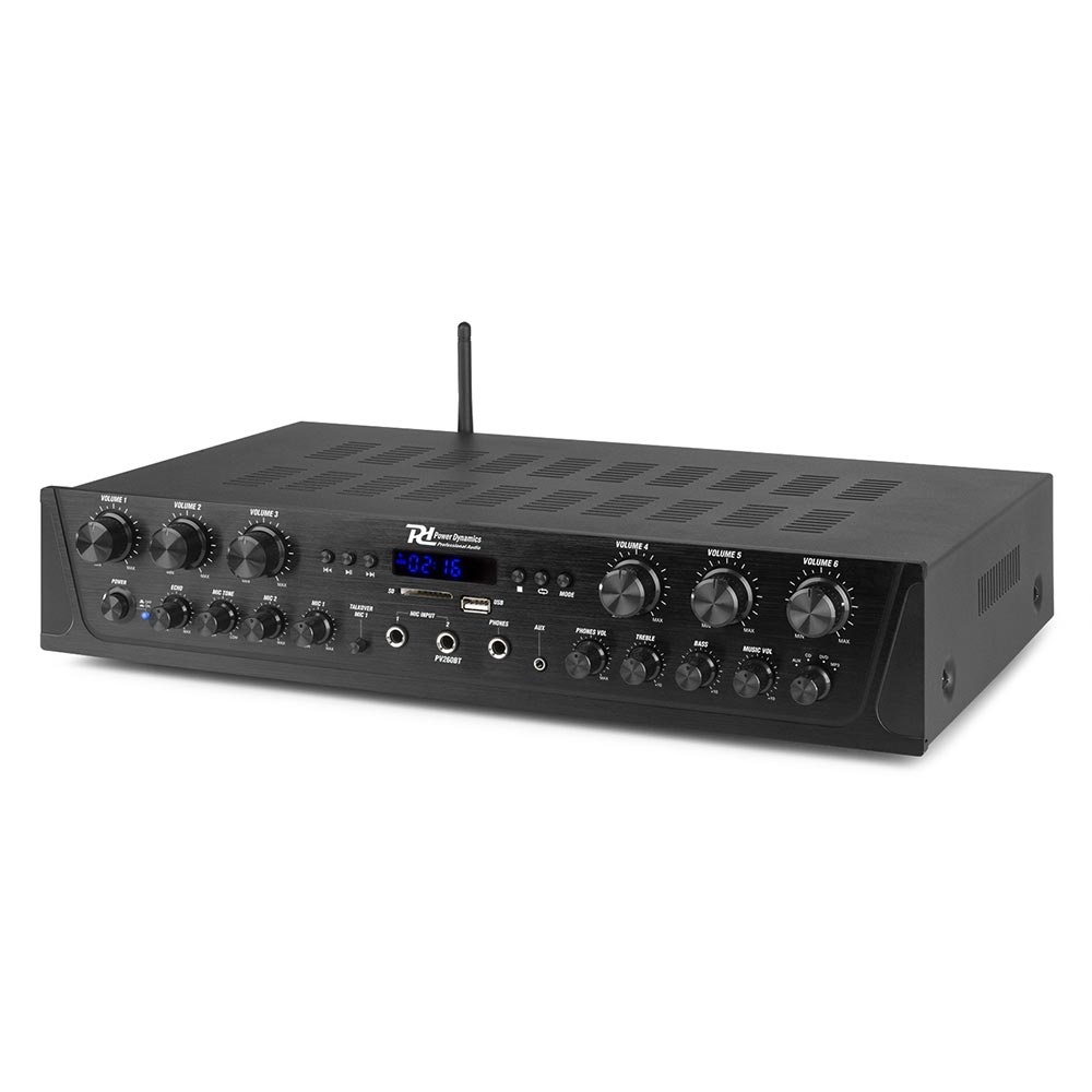 Power Dynamics PV260BT 6 zoneversterker 600W met FM, USB, BT & MP3-speler afbeelding