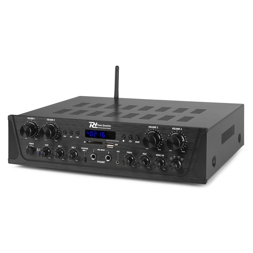 Power Dynamics PV240BT 4 zoneversterker 400W met FM, USB, BT & MP3-speler afbeelding