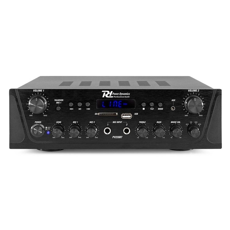 PV220BT 2 zoneversterker 200W met FM, USB, BT & MP3-speler
