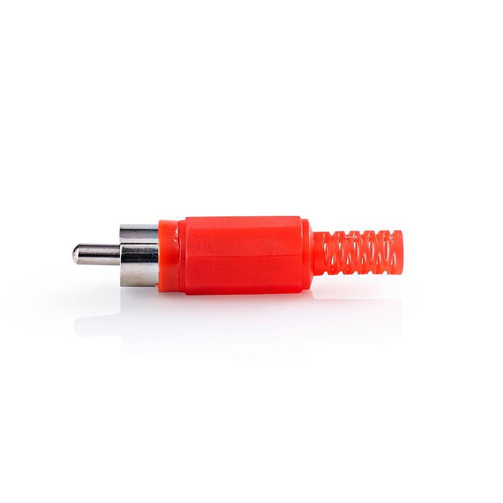 Nedis RCA-Connector | Recht | Male | Vernikkeld | Soldeer | Diameter kabelinvoer: 4.8 mm | Polyvinylchloride (PVC) | Rood | 25 Stuks | Polybag