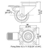 WG-5212 grijs zwenkwiel 50mm met rem