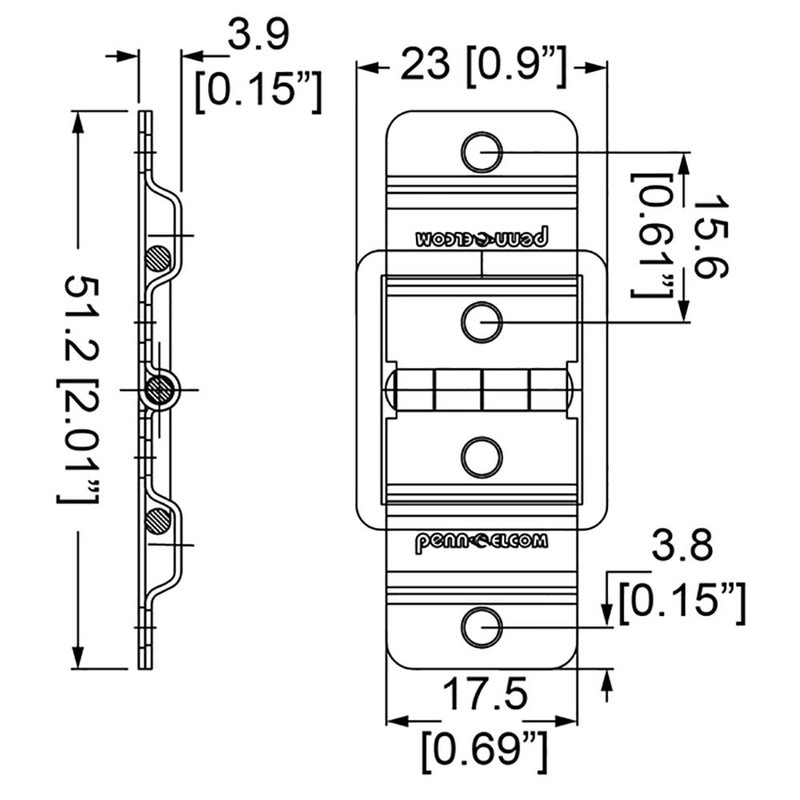 P1945n klein stopscharnier 51x23mm
