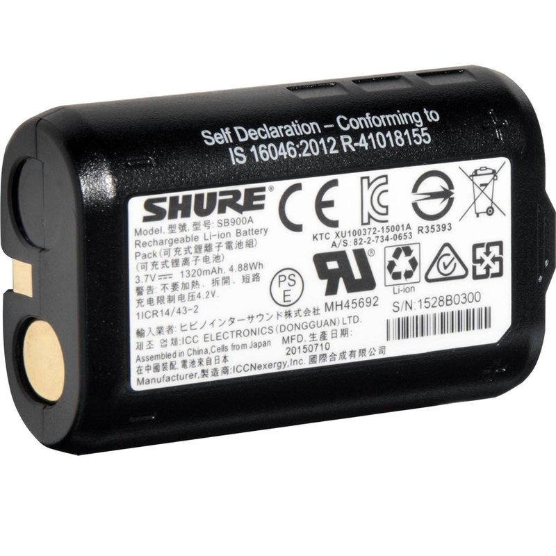 Shure SB900B Oplaadbare batterij voor PSM, QLX-D en ULX-D SB900B Oplaadbare batterij voor PSM, QLX-D en ULX-D