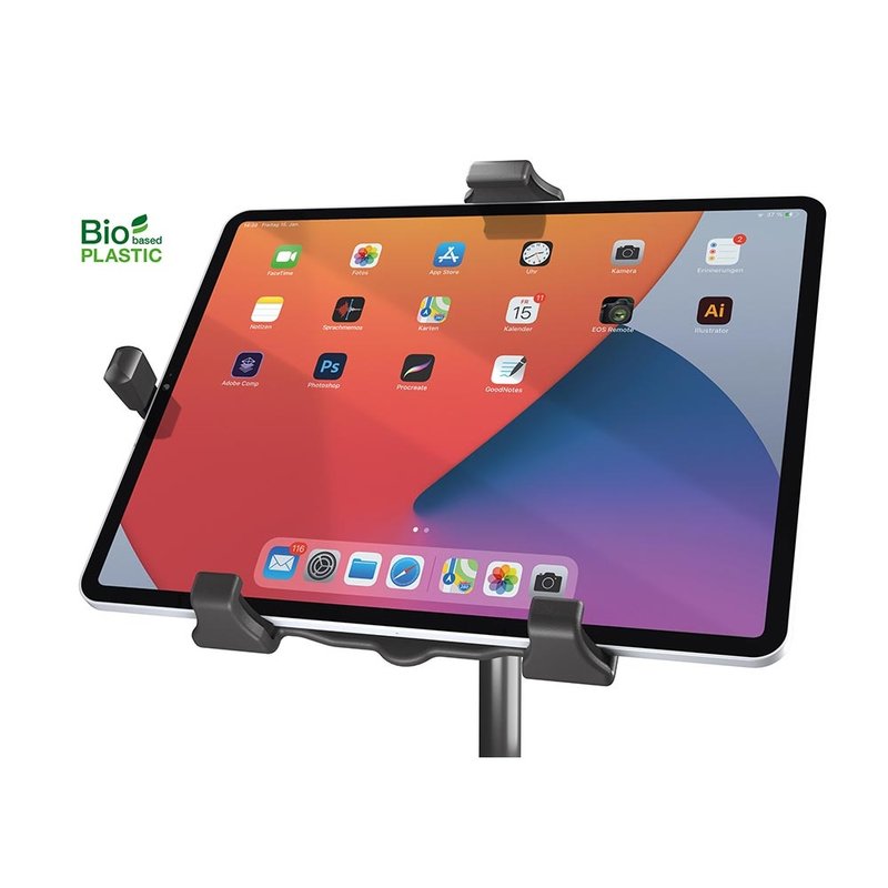 19744 universele tablethouder van bioplastic voor microfoonstatief