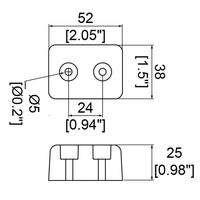 F3852 plastic voet 52 x 38 x 25 mm