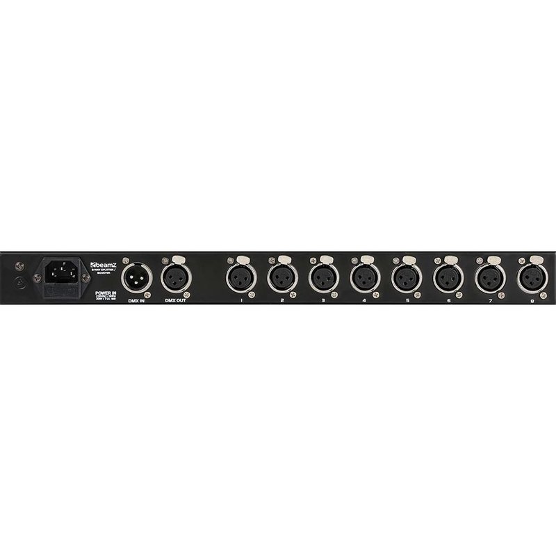 8-weg DMX splitter & booster 19 inch 1HE