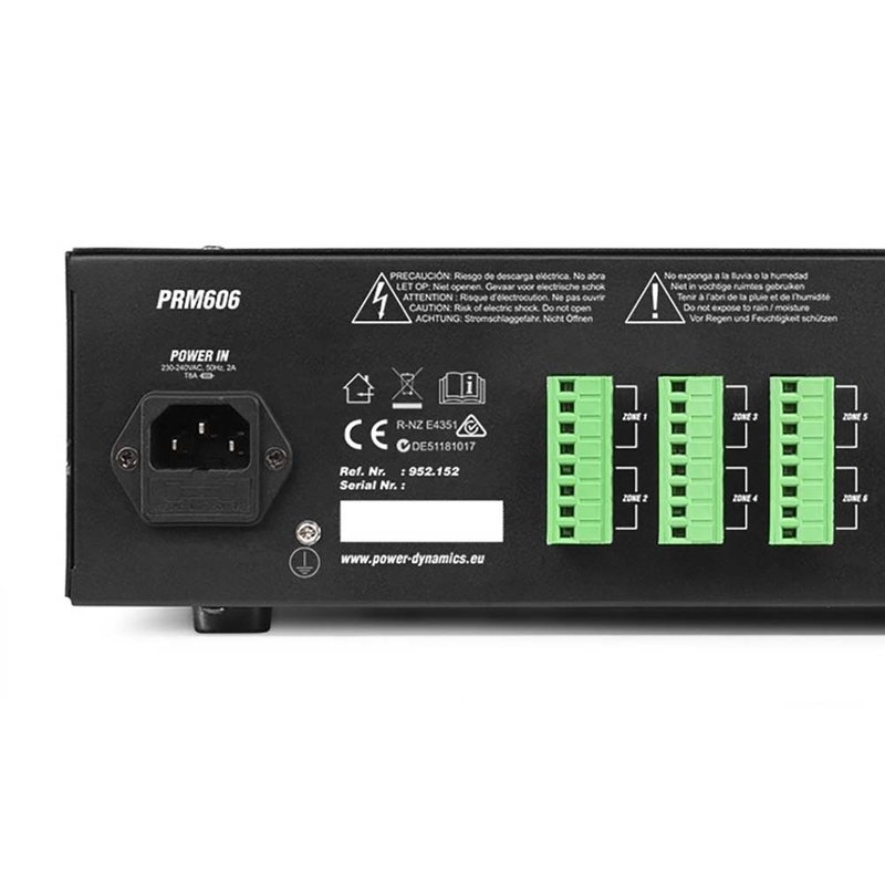 PRM606 100 volt 6-zone versterker 6x 60W