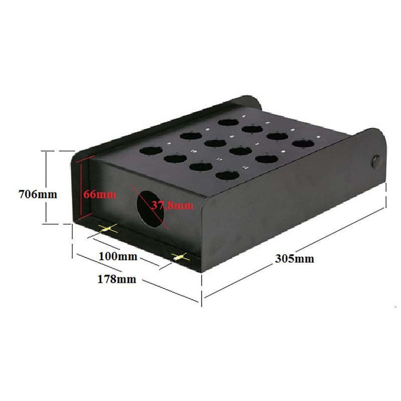 DAP FSB12E lege stagebox 12 gaten zwart FSB12E lege stagebox 12 gaten zwart