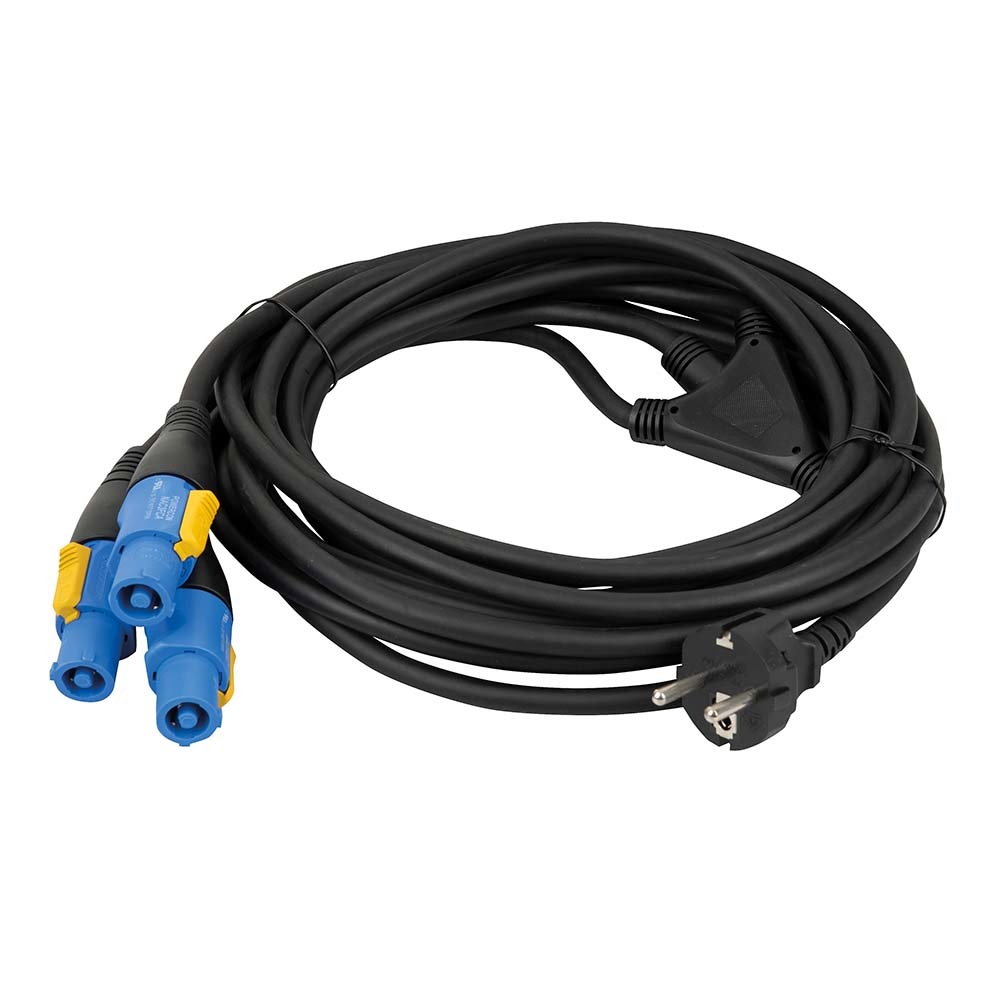 Showtec Schuko naar 3x powerCON splitkabel afbeelding