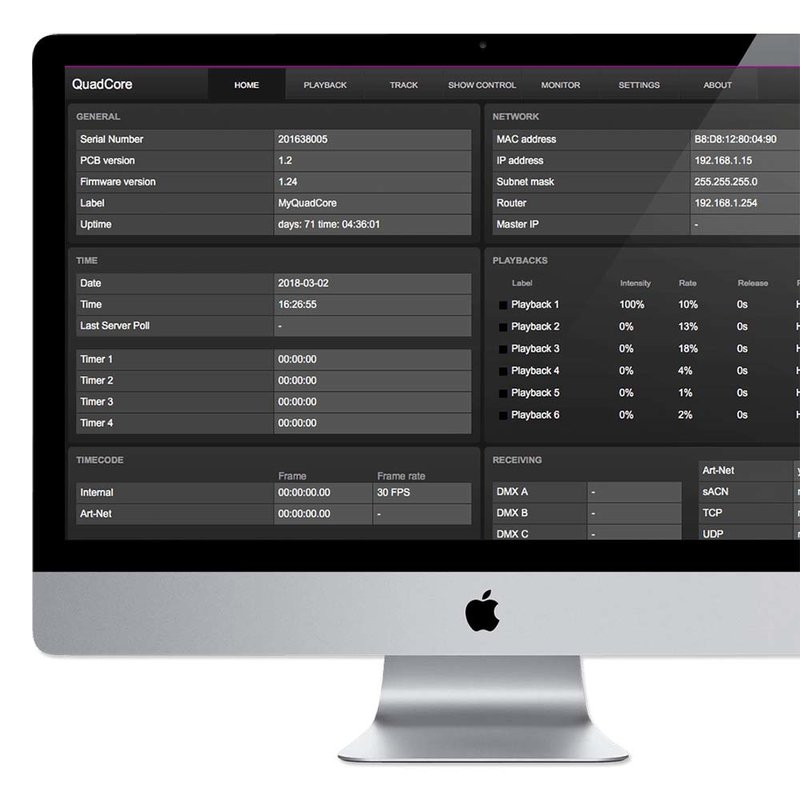 QuadCore DMX lichtcontroller & interface 2048 kanalen