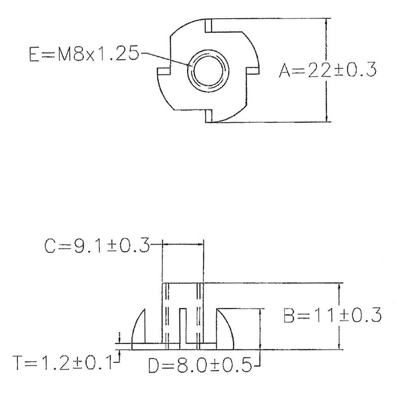 M8 Inslagmoer (10 stuks)