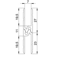 Aluminium omkeer sluitprofiel 7mm met sleuf