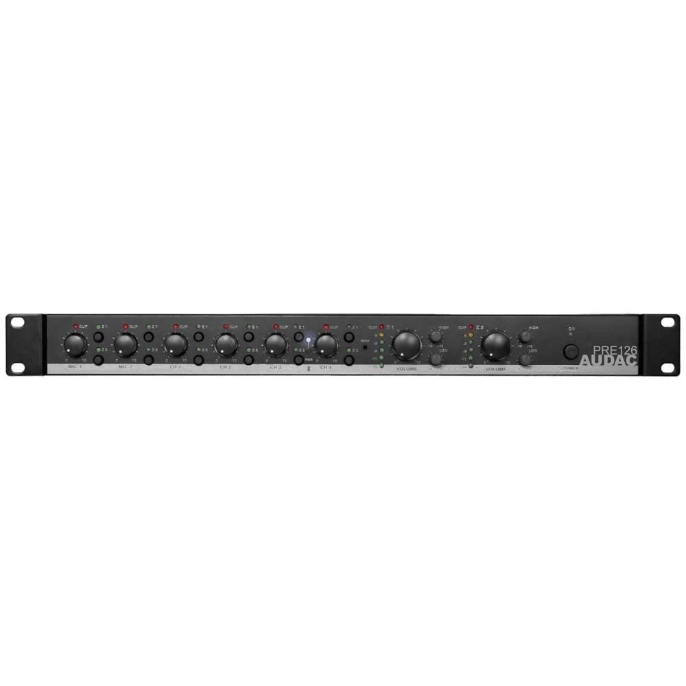 Audac PRE126 6-kanaals 2 zonemixer met BT