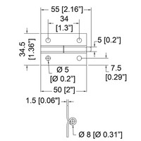 PG-3050 opbouw paumelle-scharnieren 55x34,5mm (2 stuks)