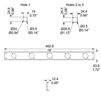 Penn Elcom R1268-1UK-05TR rackpaneel met 5x gat voor powerCON TRUE1 R1268-1UK-05TR rackpaneel met 5x gat voor powerCON TRUE1
