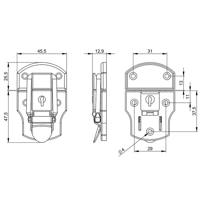 1909 Medium opbouwsluiting met slot