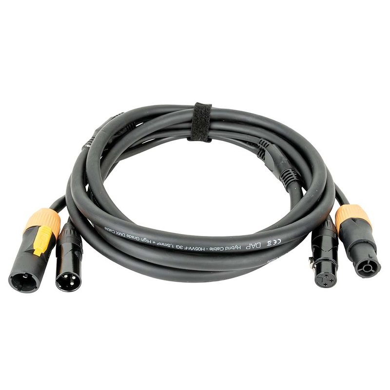 DAP FP22 Pro Power True & 3p XLR stroom & DMX combikabel 1,5m FP22 Pro Power True & 3p XLR stroom & DMX combikabel 1,5m