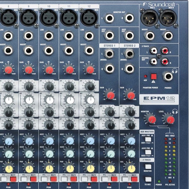 Soundcraft EPM12 12-kanaals analoge mixer EPM12 12-kanaals analoge mixer
