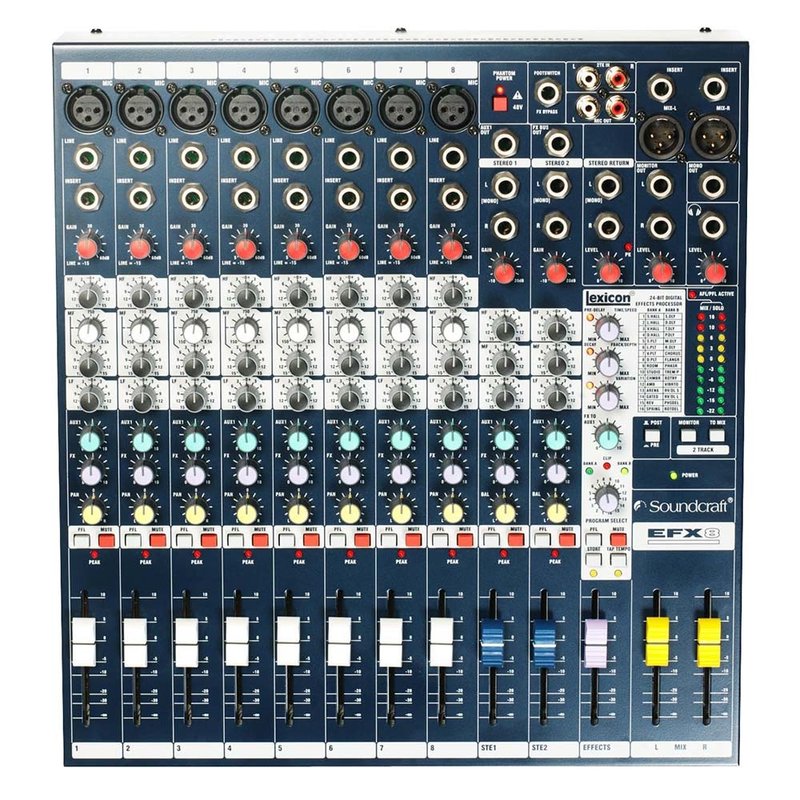 Soundcraft EFX8 8-kanaals analoge mixer met effecten EFX8 8-kanaals analoge mixer met effecten