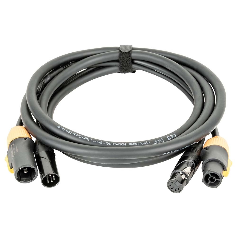 DAP FP23 Pro Power True & 5p XLR stroom & DMX combikabel 1,5m