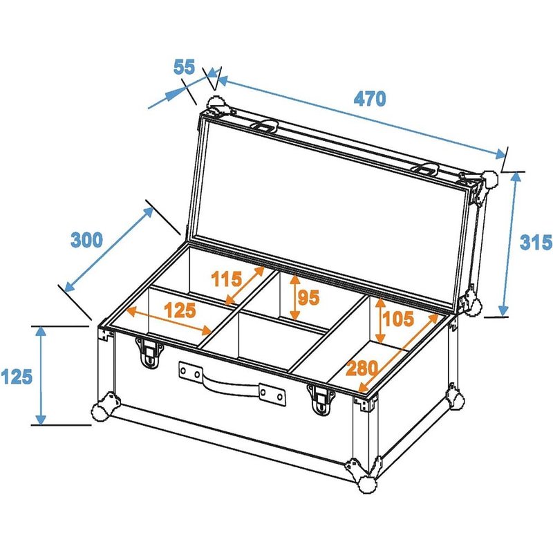 Flightcase voor 4x TL-3 TCL / RGB+UV