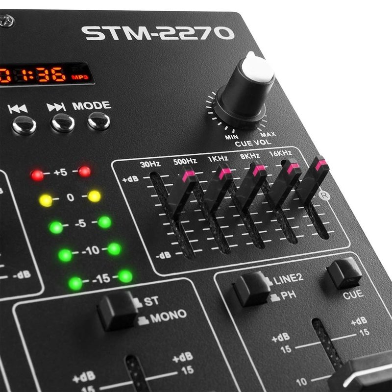STM2270 4-kanaals mixer met effecten, BT, SD, USB & MP3