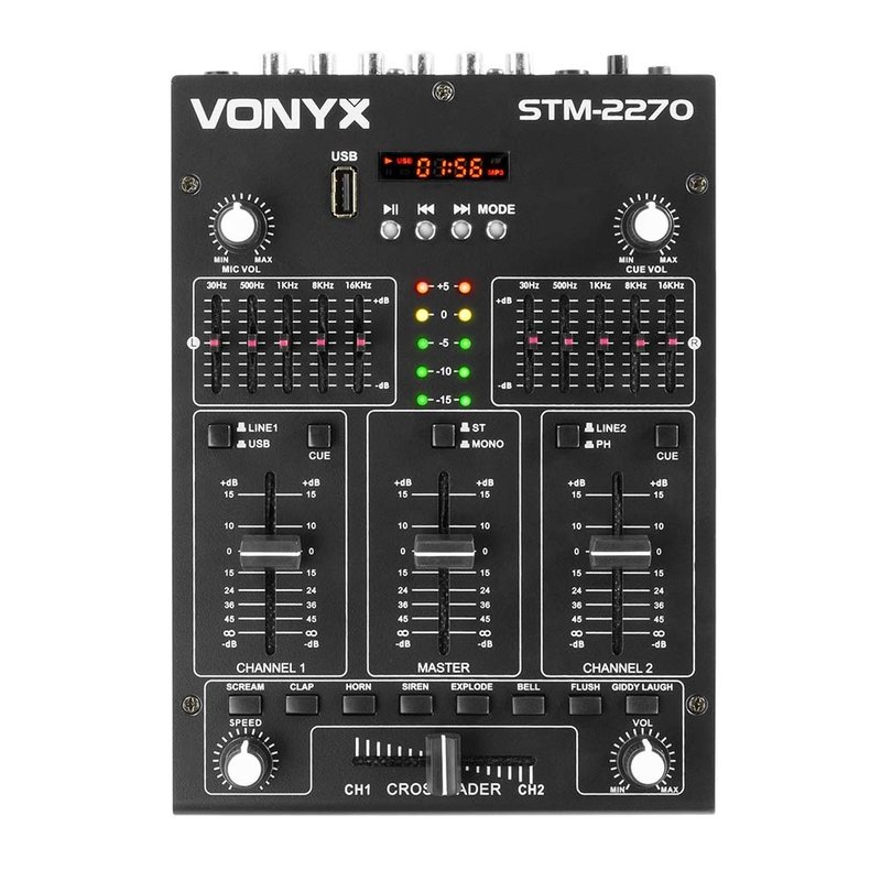 STM2270 4-kanaals mixer met effecten, BT, SD, USB & MP3