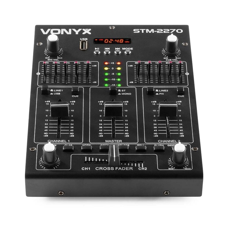 STM2270 4-kanaals mixer met effecten, BT, SD, USB & MP3