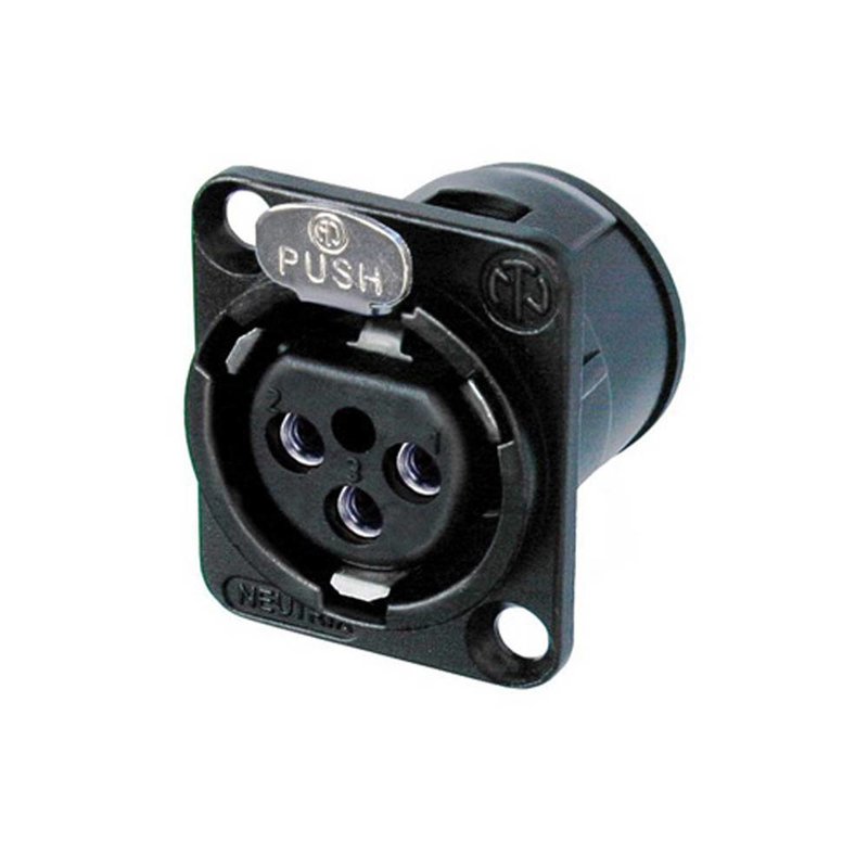 Neutrik NC3FDV-BAG Female XLR chassisdeel 3p zwart NC3FDV-BAG Female XLR chassisdeel 3p zwart