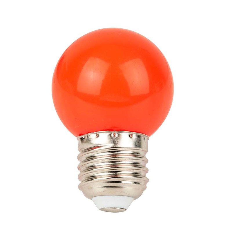 G45 E27 kunststof led-lamp voor prikkabel 1W rood