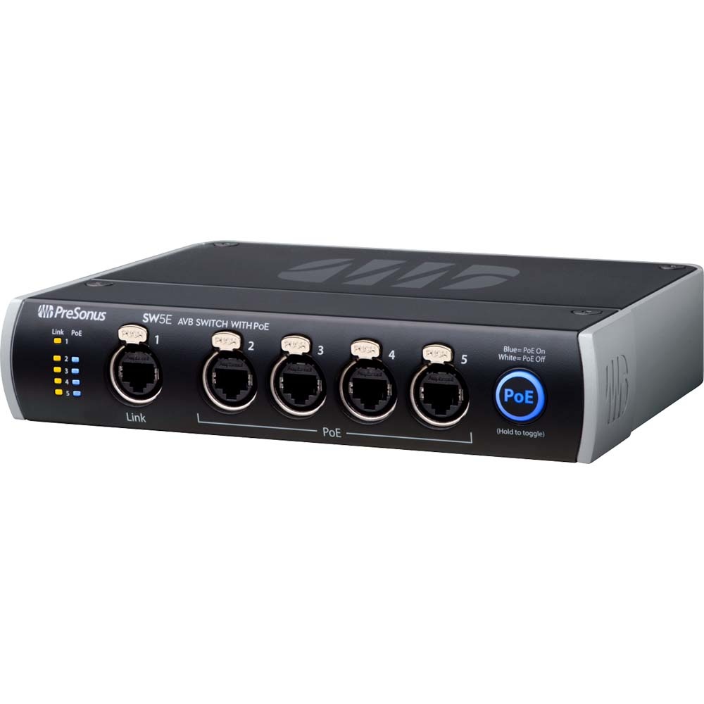 PreSonus SW5E 5-poorts AVB switch met PoE