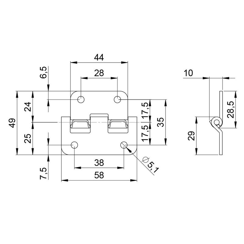 2251 BLK Medium uitneemscharnier zwart