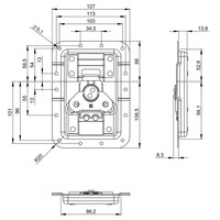 172511 BLK Groot inbouw vlinderslot met verzet 14mm diep zwart