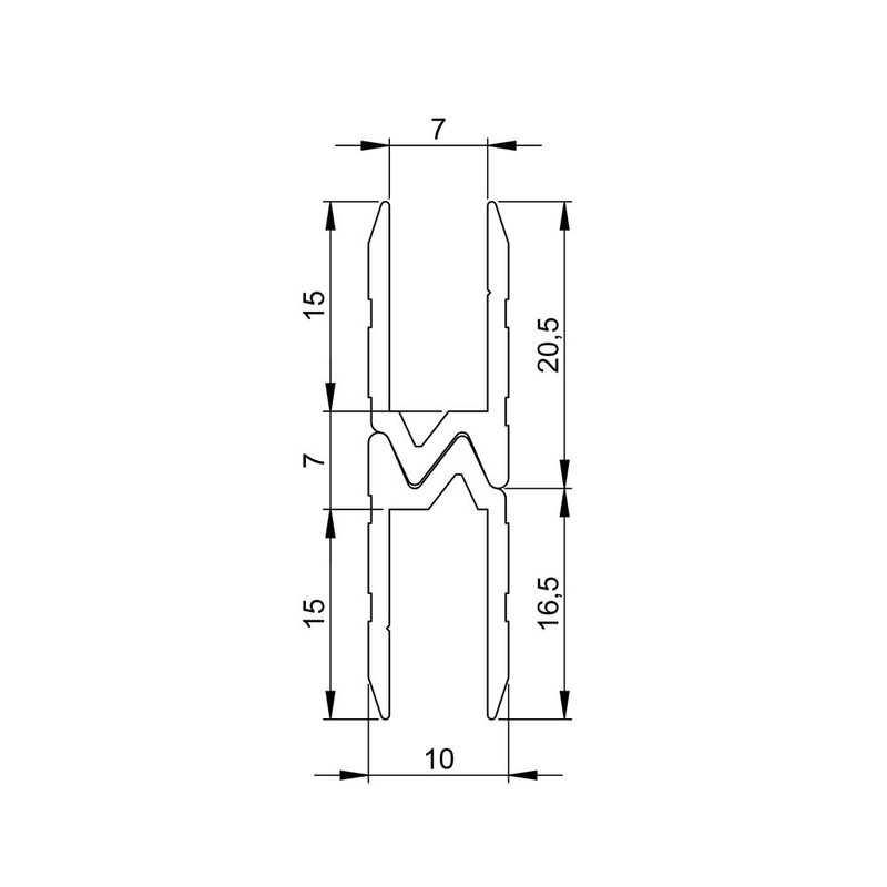 6102 BLK Aluminium omkeer sluitprofiel 7mm zwart