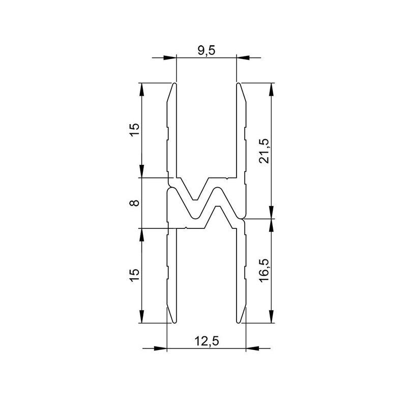 6103 BLK Aluminium omkeer sluitprofiel 9,5mm zwart