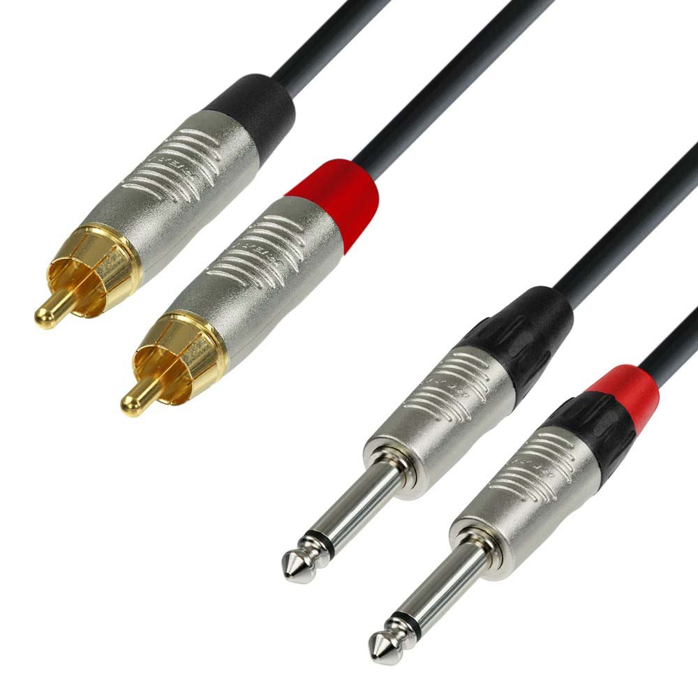 Adam Hall 4 Star TPC 0600 Rean verloopkabel 2x jack mono naar 2x RCA 6m afbeelding