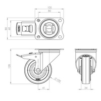 Tente Zwenkwiel met rem - blauw - Ø 100mm Zwenkwiel met rem - blauw - Ø 100mm